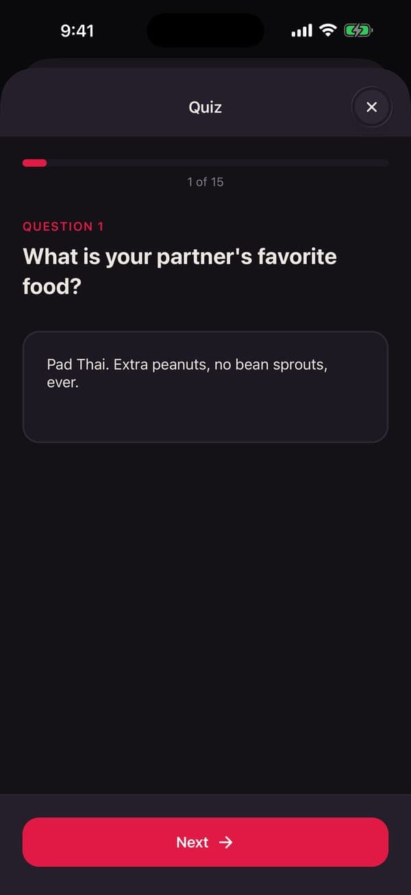 Couple quiz · iOS preview