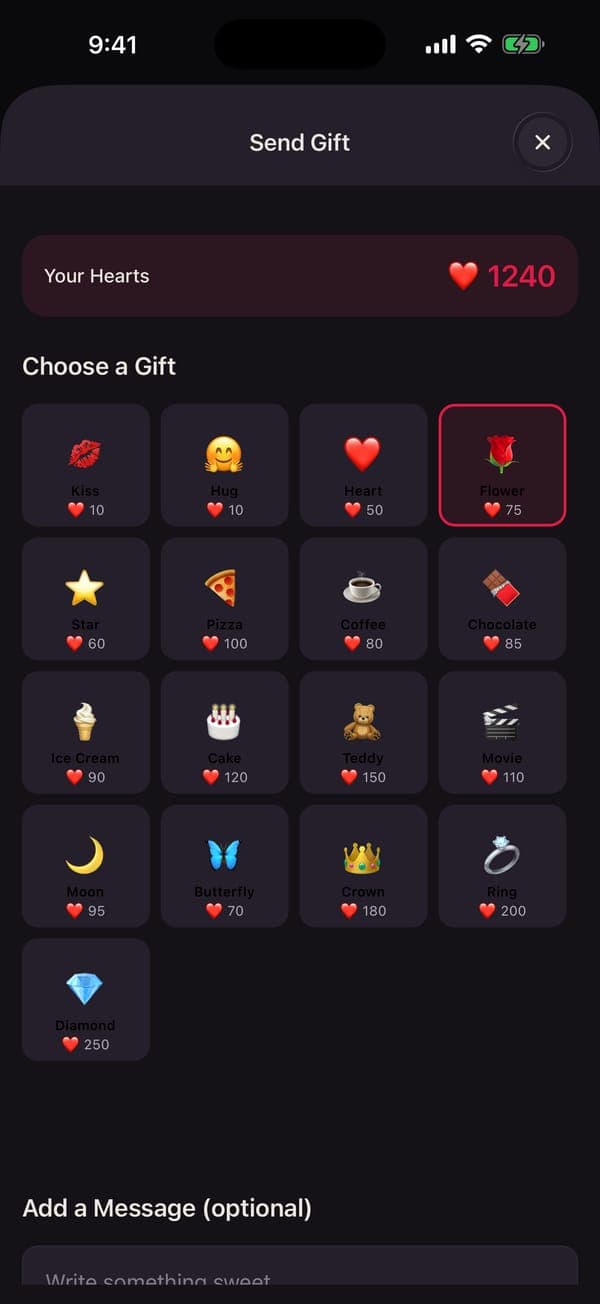 Send gift · iOS preview